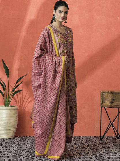 Dhiyona SN Women's Embroidered Pure Cotton Straight Kurta Sets