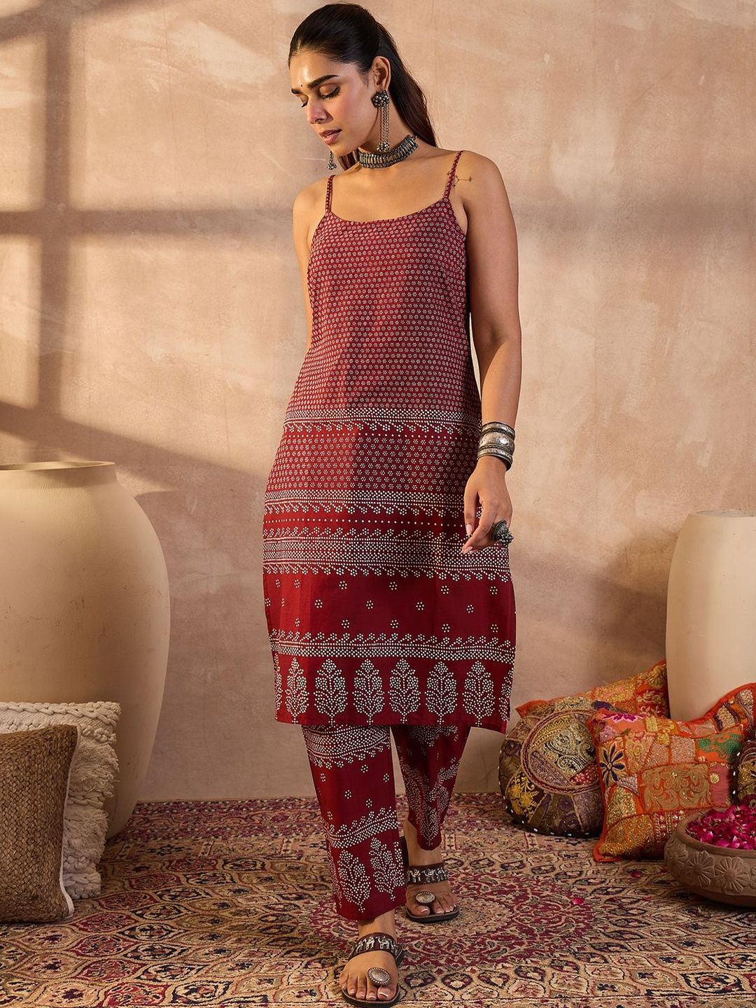 Women Ethnic Motifs Printed Pure Cotton Kurta with Trousers