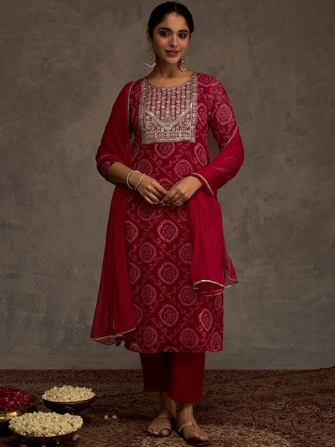 Women Ethnic Motifs Embroidered Kurta with Trousers & Dupatta
