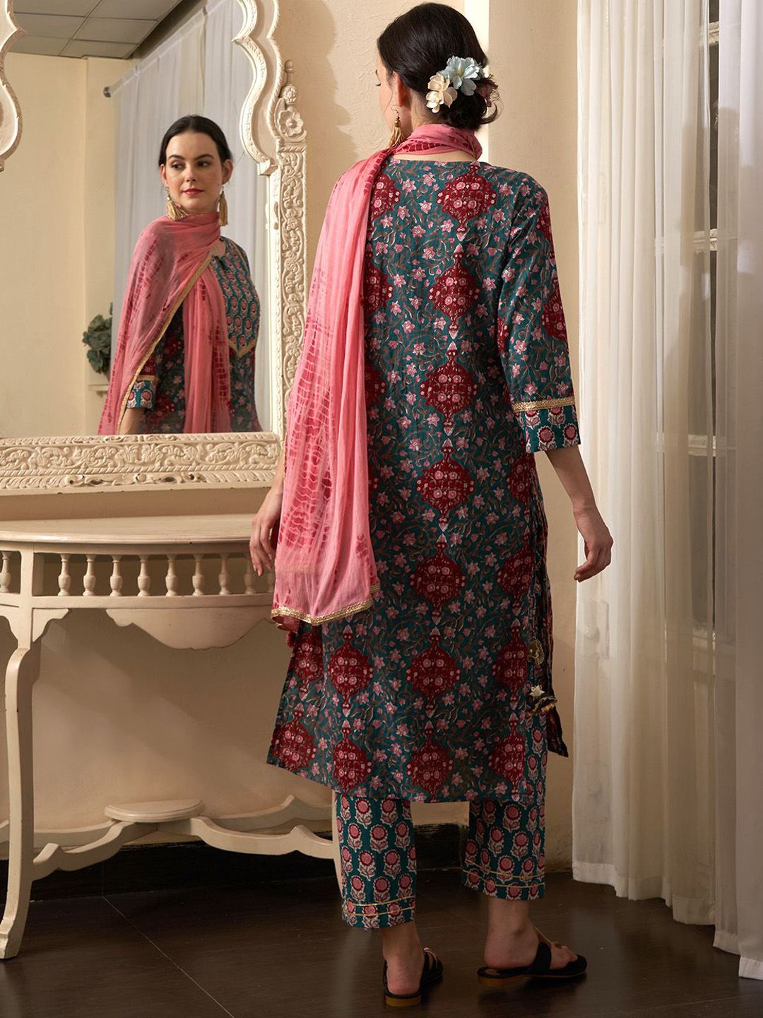 Dhiyona SN Women's Printed Pure Cotton Kurta Sets