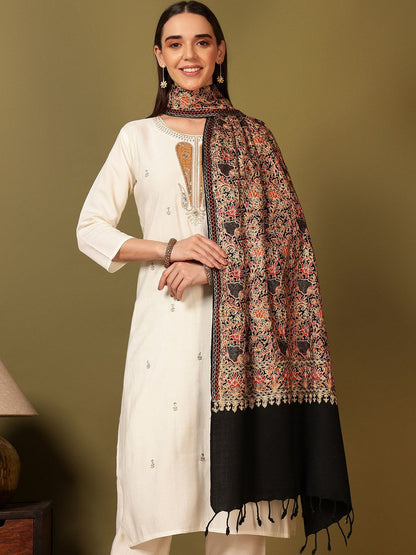 Dhiyona PA Floral Embroidered Zari Shawl