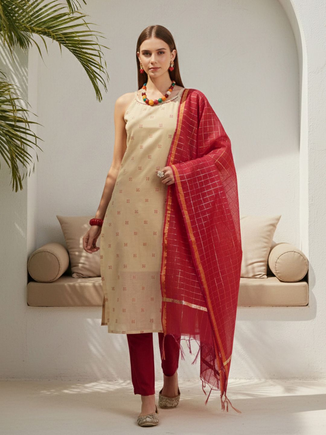 Dhiyona CH Women Printed Regular Kurta with Trousers & With Dupatta