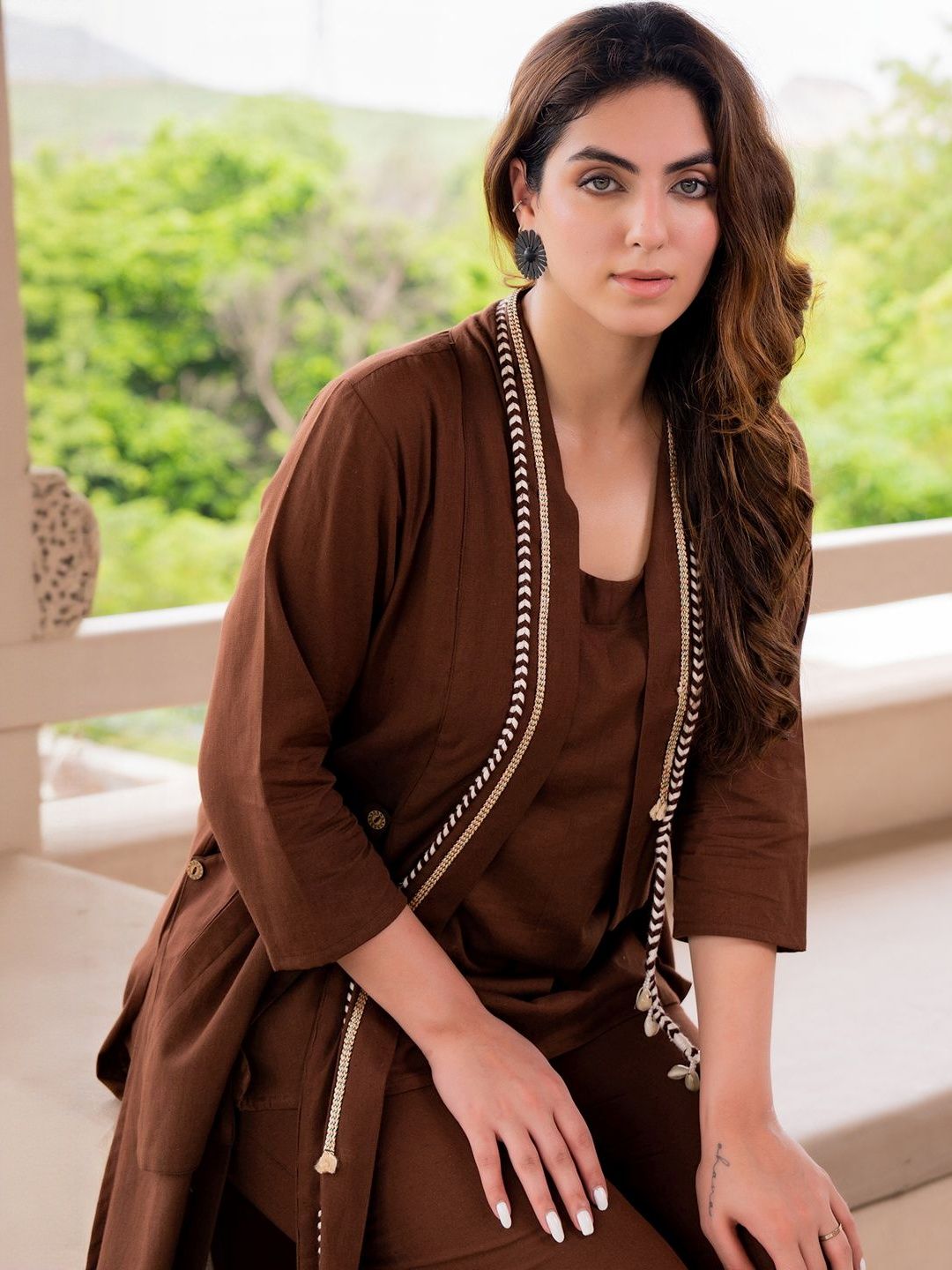 Women Pure Cotton Straight Kurta & Palazzos With Jacket