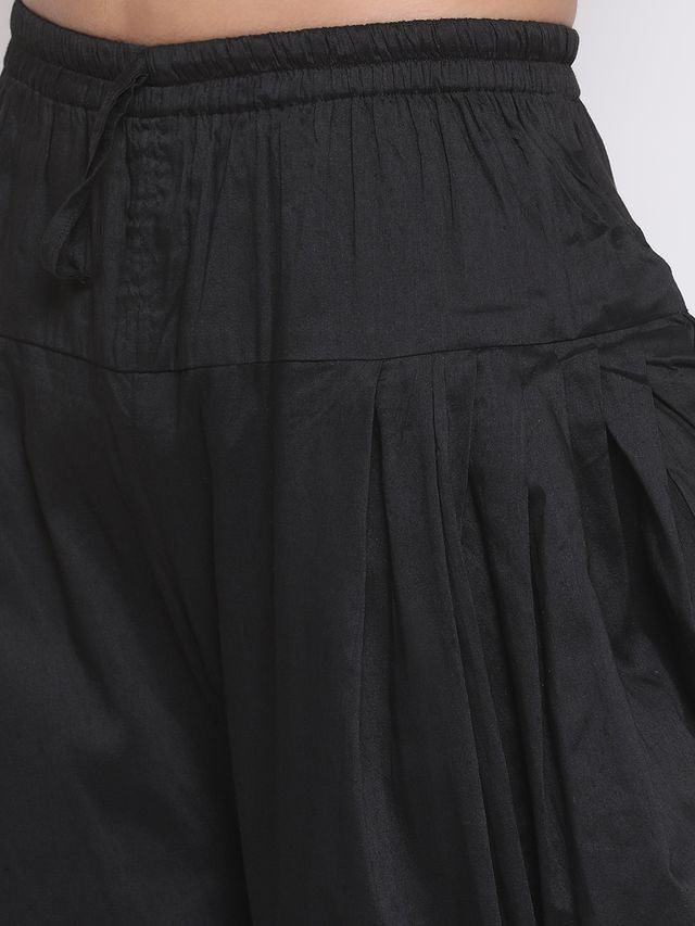 Men's Black Silk Blend Straight Dhoti