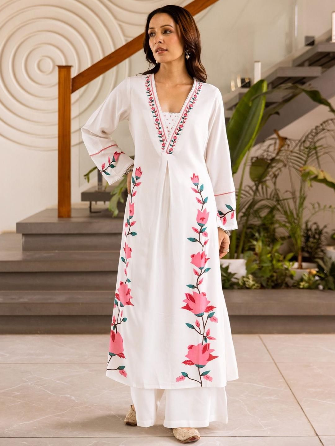 Dhiyona IE Printed A-Line Top With Palazzos Co-Ords set