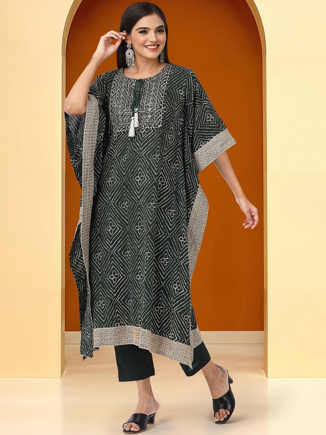 Dhiyona IS Women's Women Ethnic Motifs Printed Regular Kurta with Trousers & With Dupatta