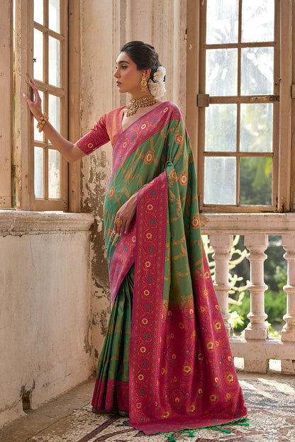 Pista Pink Banarasi Silk Saree