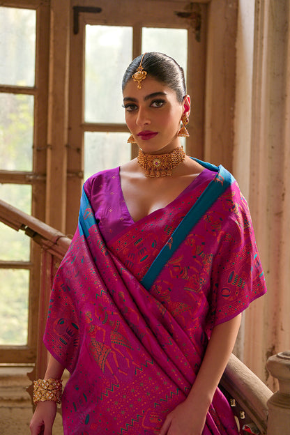 Firozi Purple Banarasi Silk Saree