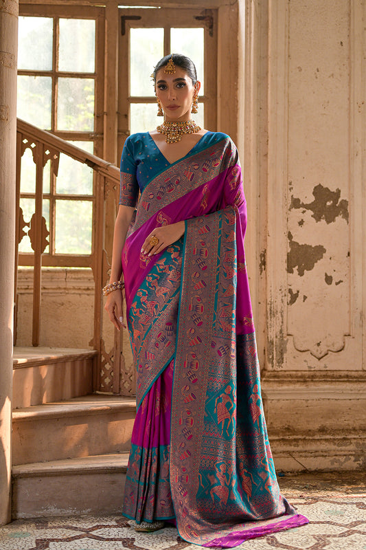 Wine Wine Banarasi Silk Saree