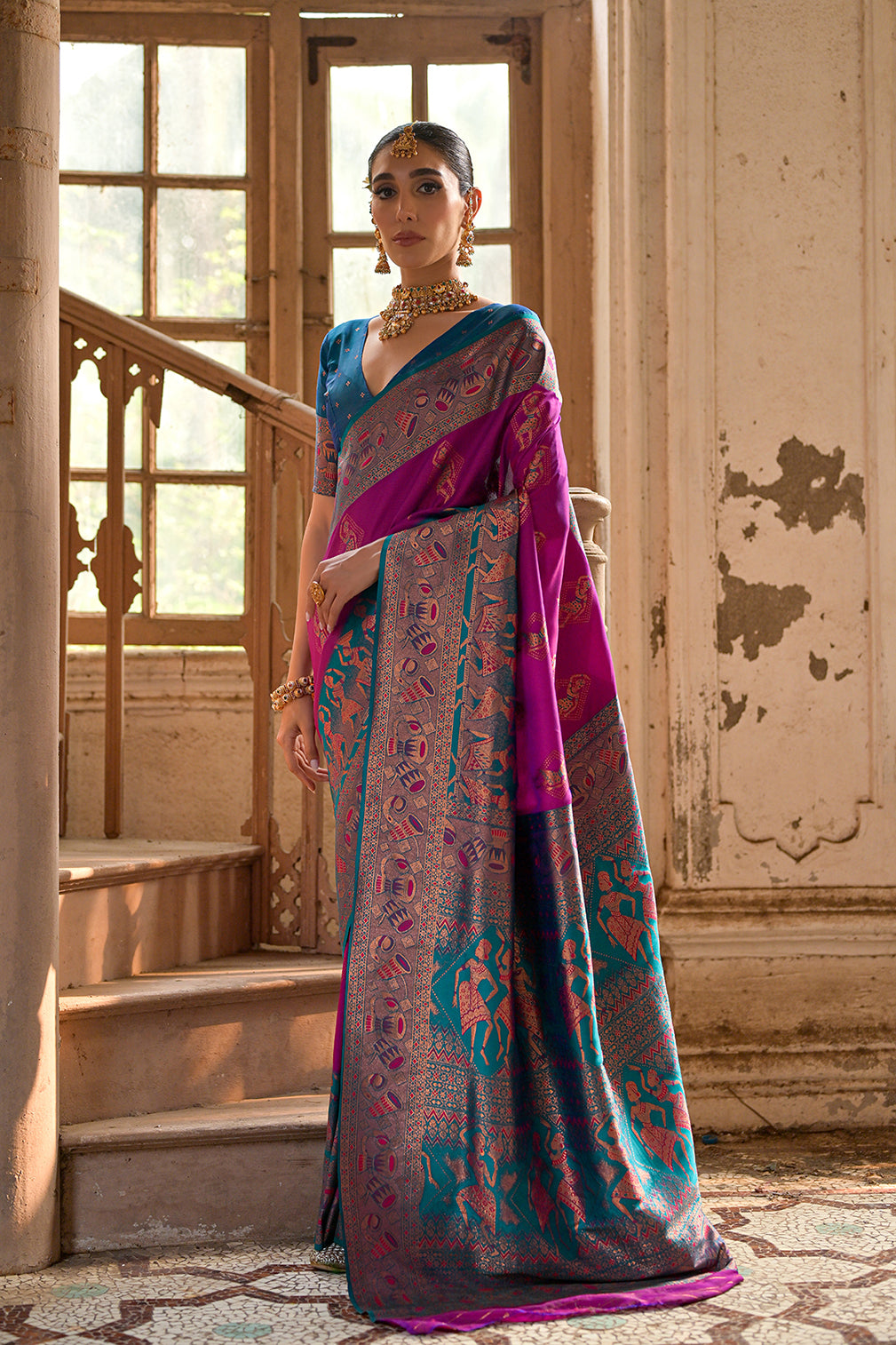 Wine Wine Banarasi Silk Saree
