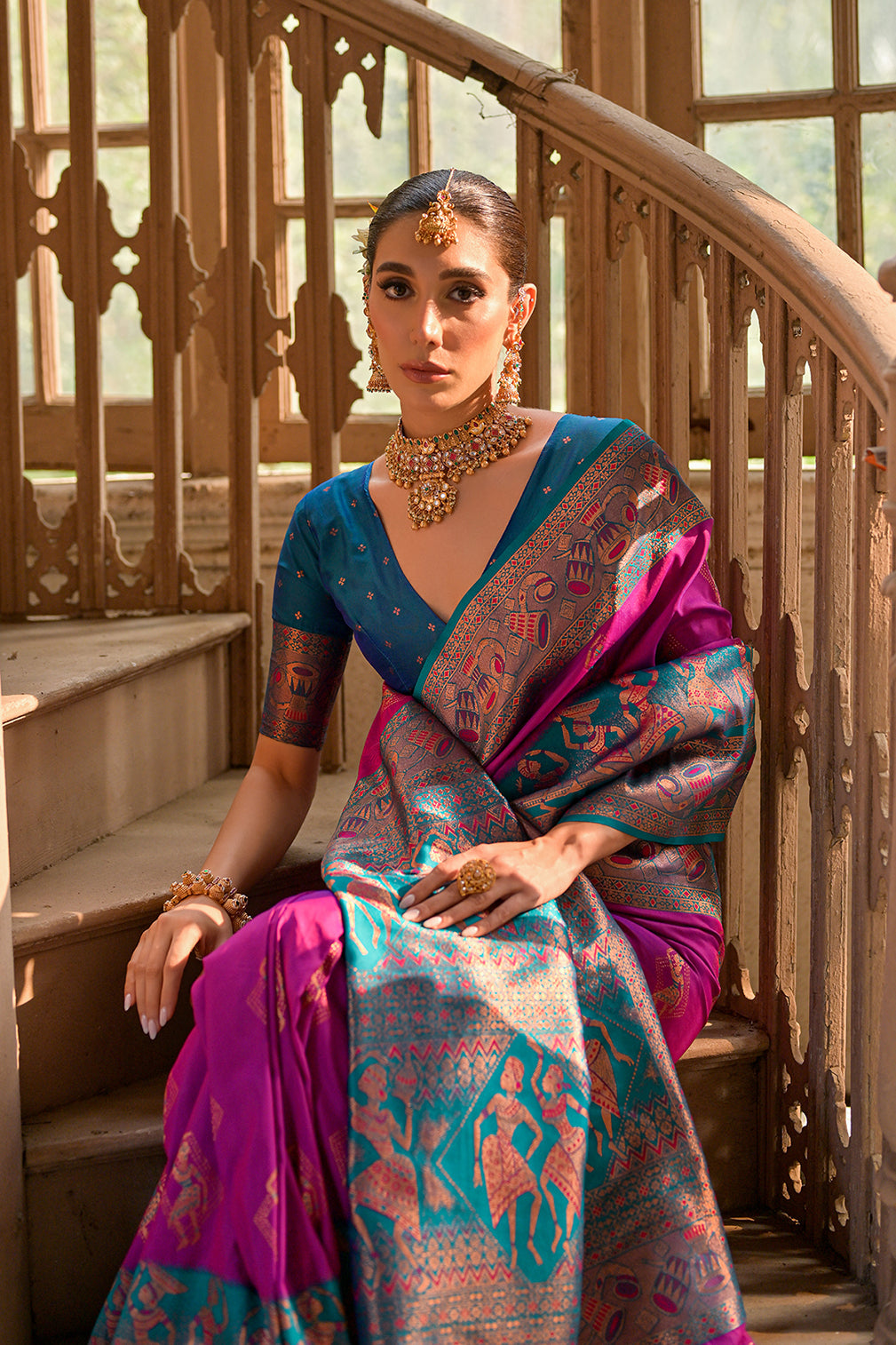 Wine Wine Banarasi Silk Saree