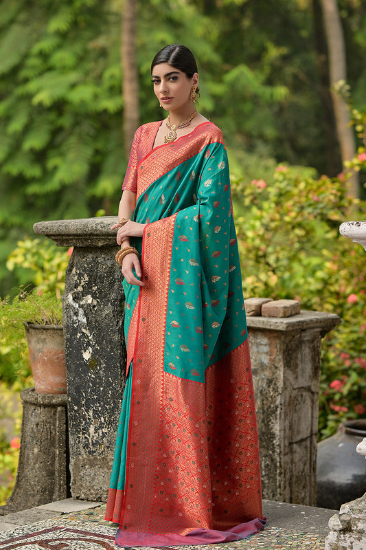 Rama Maroon Banarasi Silk Saree