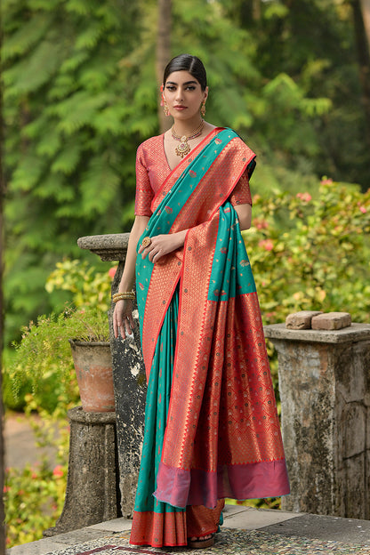 Rama Maroon Banarasi Silk Saree
