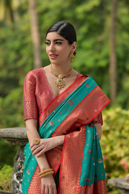 Rama Maroon Banarasi Silk Saree