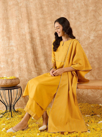 Yoke Design Straight Gotta Patti Kurta with Palazzo & Dupatta