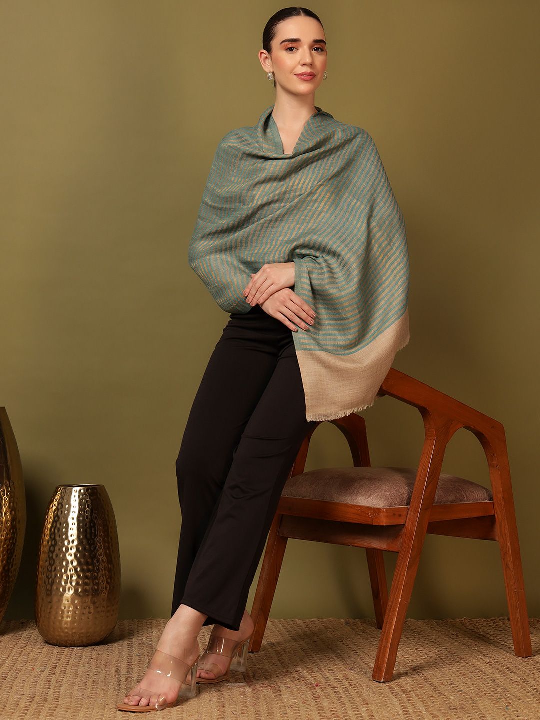 Dhiyona PA Striped Wool Reversible Shawl