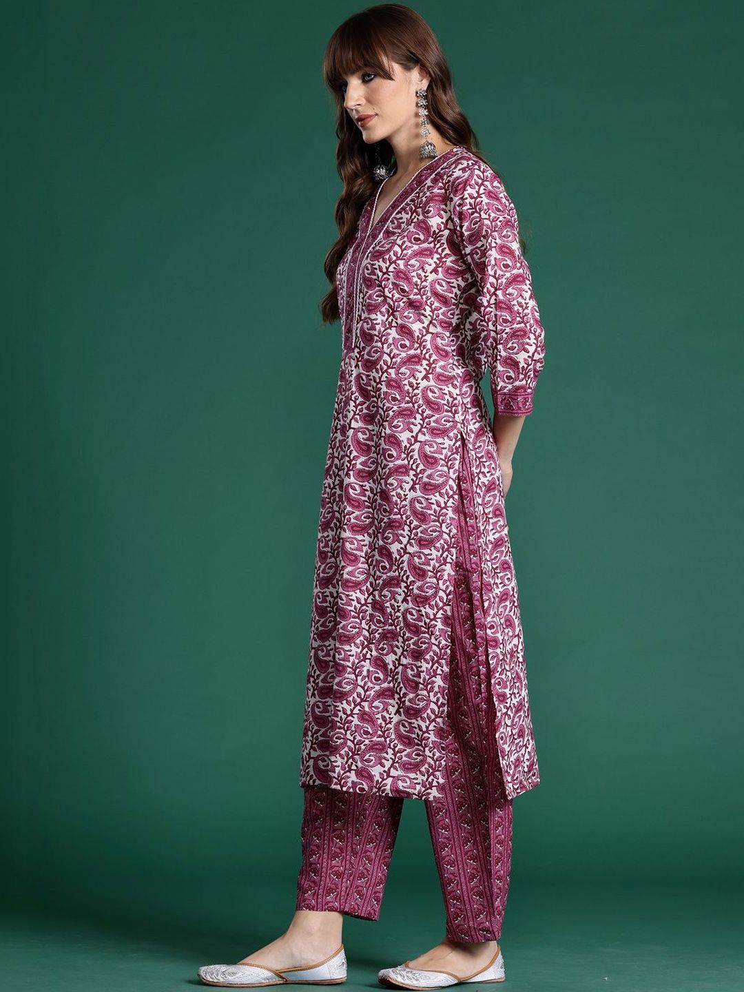Women Paisley Printed Regular Pure Cotton Kurta with Trousers