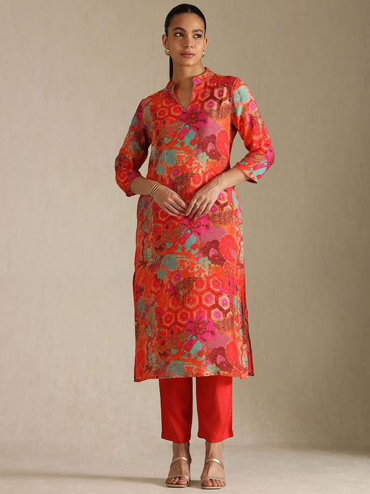 Dhiyona SO Women's Women Floral Printed Regular Kurta with Trousers