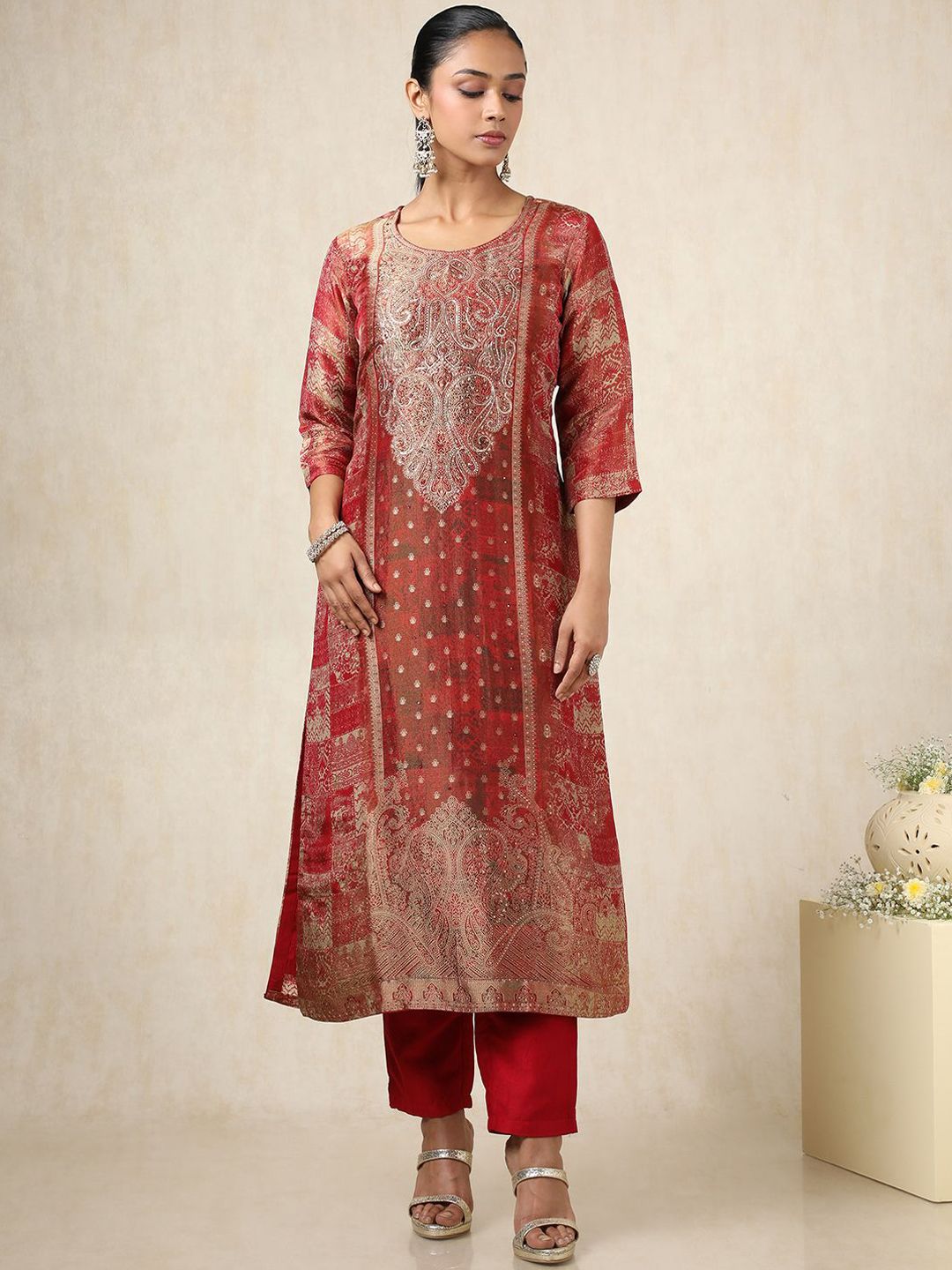 Dhiyona SO Women's Women Ethnic Motifs Printed Regular Kurta with Trousers & With Dupatta