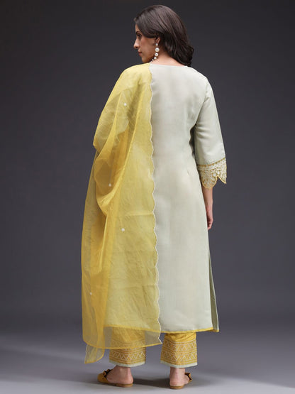 Dhiyona SN Women's Floral Embroidered Kurta with Palazzo & Dupatta