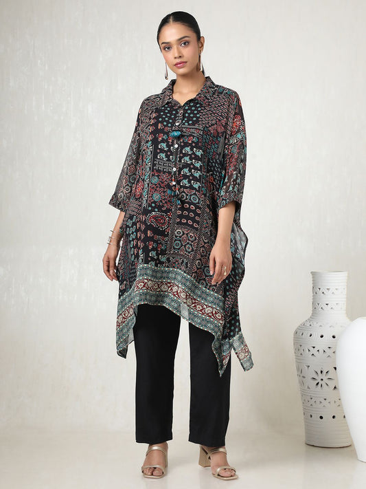 Dhiyona SO Women's Women Floral Printed Regular Thread Work Kurta with Trousers
