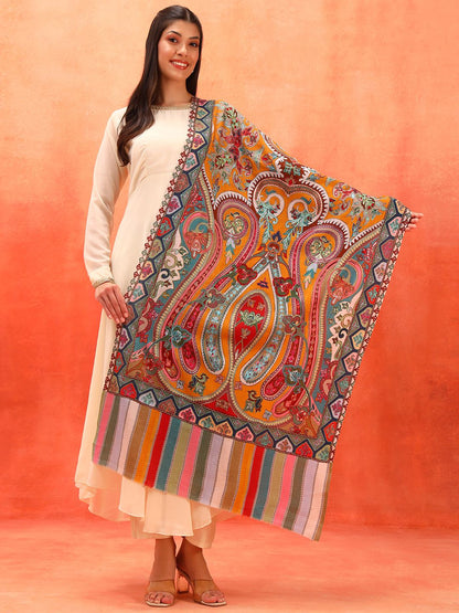 Dhiyona PA Ethnic Motifs Embroidered Shawl