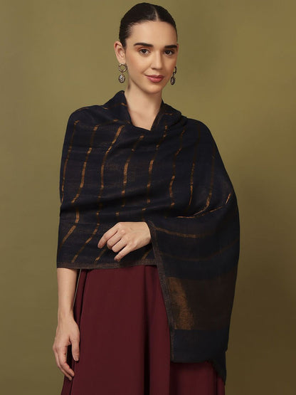 Dhiyona PA Checked Woven Design Zari Shawl