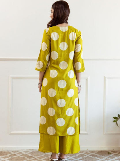 Women Geometric Printed A-Line Kurta with Palazzos