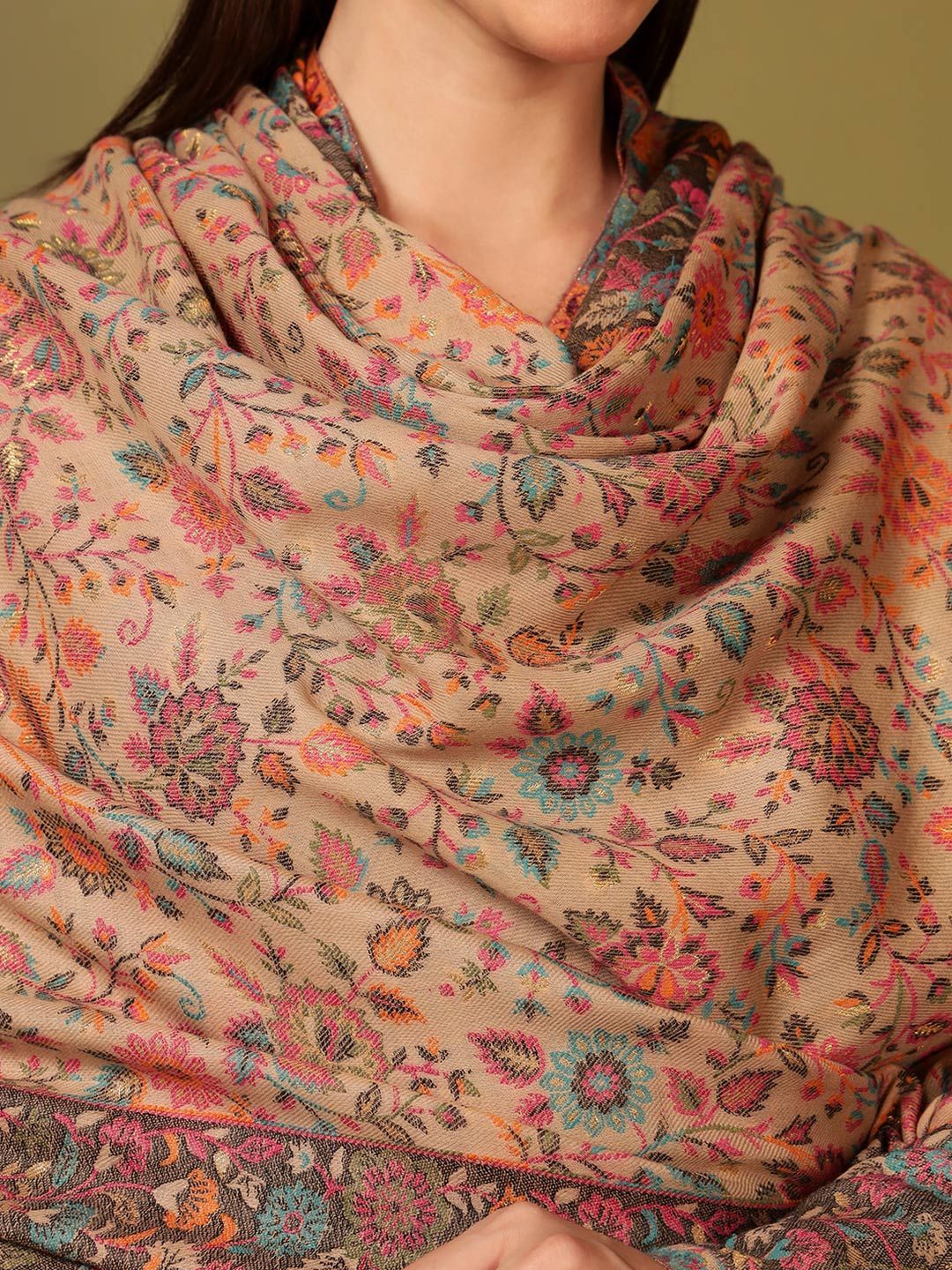 Dhiyona PA Floral Woven Design Woolen Shawl
