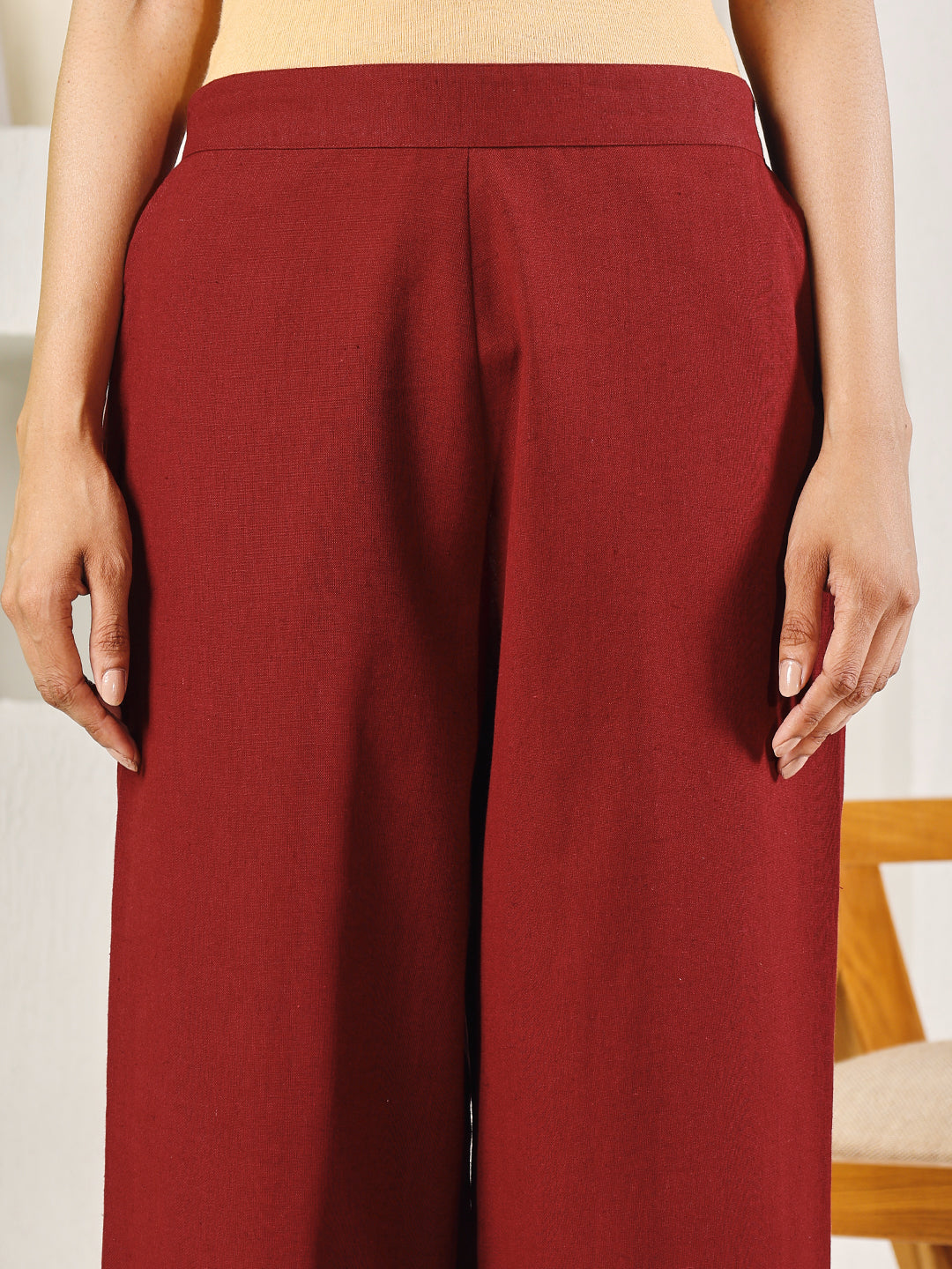 Dhiyona FL Women's Maroon Cotton Solid Palazzo