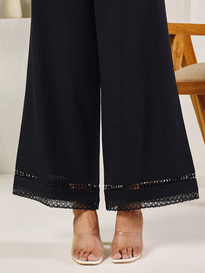 Dhiyona FL Women's Black Cotton Solid Palazzo
