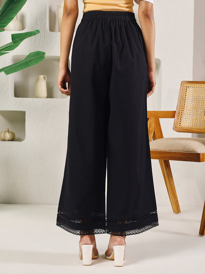 Dhiyona FL Women's Black Cotton Solid Palazzo