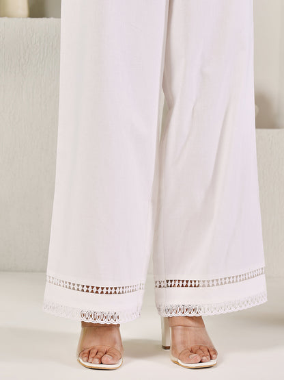 Dhiyona FL Women's White Cotton Solid Palazzo