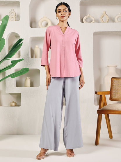 Dhiyona FL Women's Light Grey Rayon Solid Palazzo