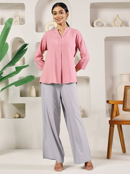 Dhiyona FL Women's Light Grey Rayon Solid Palazzo