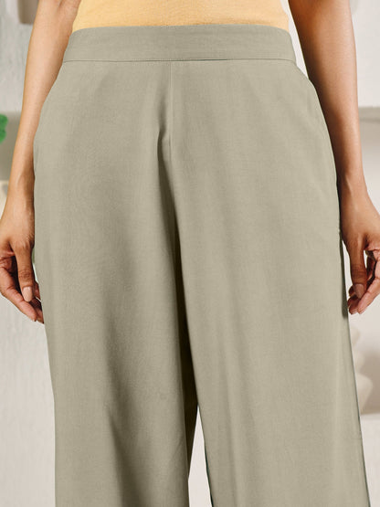 Dhiyona FL Women's Light Green Cotton Solid Palazzo