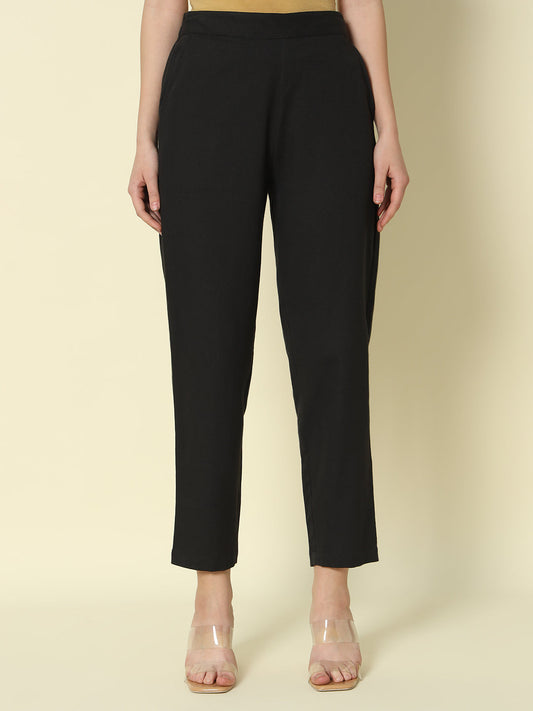 Dhiyona FL Women's Black Cotton Solid Pant