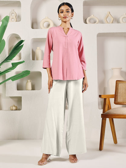 Dhiyona FL Women's Off-White Solid Rayon Palazzo