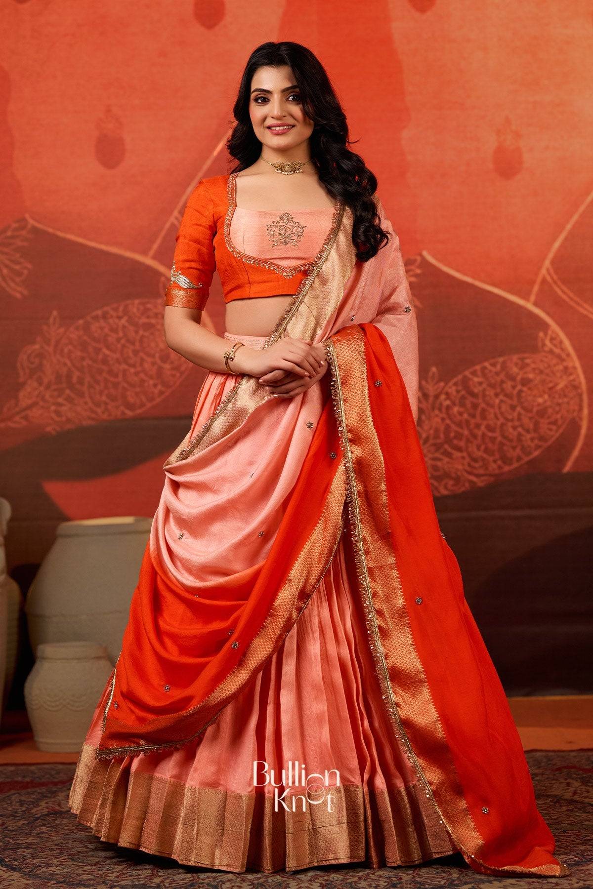 Dhiyona BN Kaavya Dola Lehenga Set in Orange