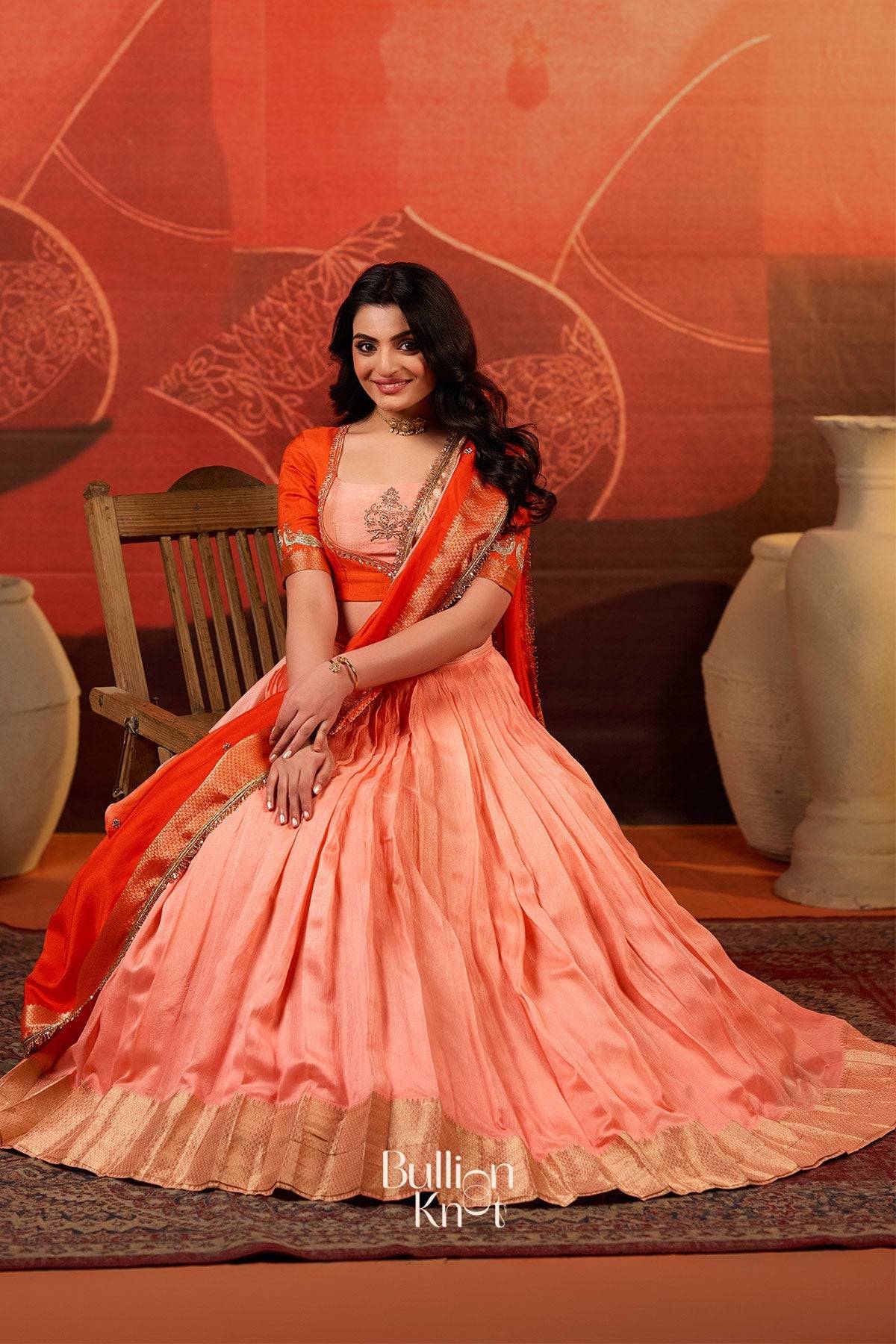 Dhiyona BN Kaavya Dola Lehenga Set in Orange