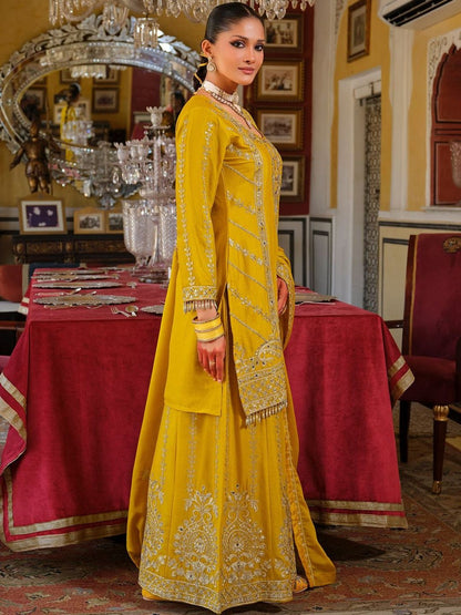 Women Ethnic Motifs Embroidered Regular Thread Work Kurta with Palazzos & With Dupatta