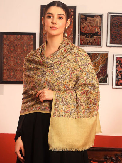 Dhiyona PA Paisley Embroidered Rangrez Pure Wool Shawl