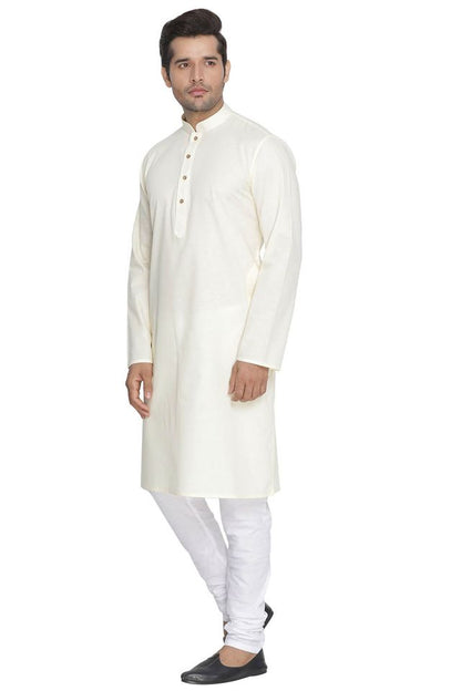 Men's Beige Cotton Linen Straight Kurta Pyjama Set