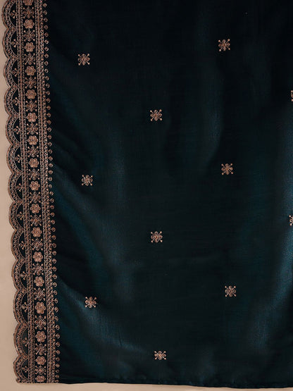 Ethnic Motifs Embroidered Thread Work Straight Kurta With Trousers & Dupatta