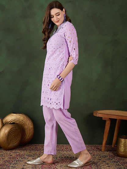 Dhiyona SN Women's Embroidered Pure Cotton Kurta & Trousers