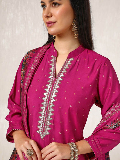 Dhiyona SO Women's Geometric Printed Straight Kurta with Palazzos & Dupatta