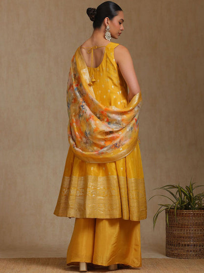 Dhiyona SO Women's Women Regular Sequinned Kurta with Palazzos & With Dupatta