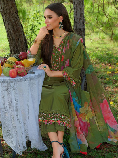 Women Floral Embroidered Kurta with Trousers & Dupatta