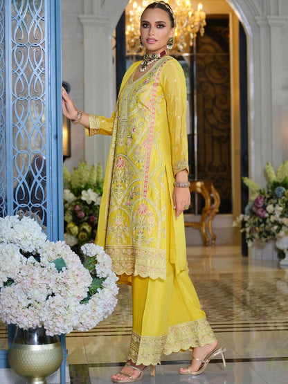 Women Ethnic Motifs Embroidered Kurta with Palazzos & Dupatta