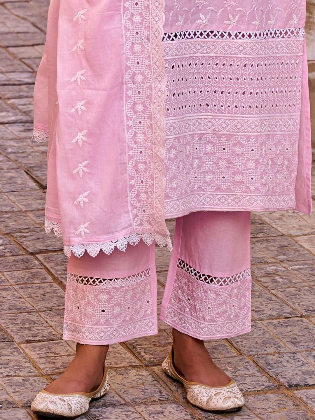 Women Ethnic Motifs Embroidered Cotton Kurta with Trousers & Dupatta